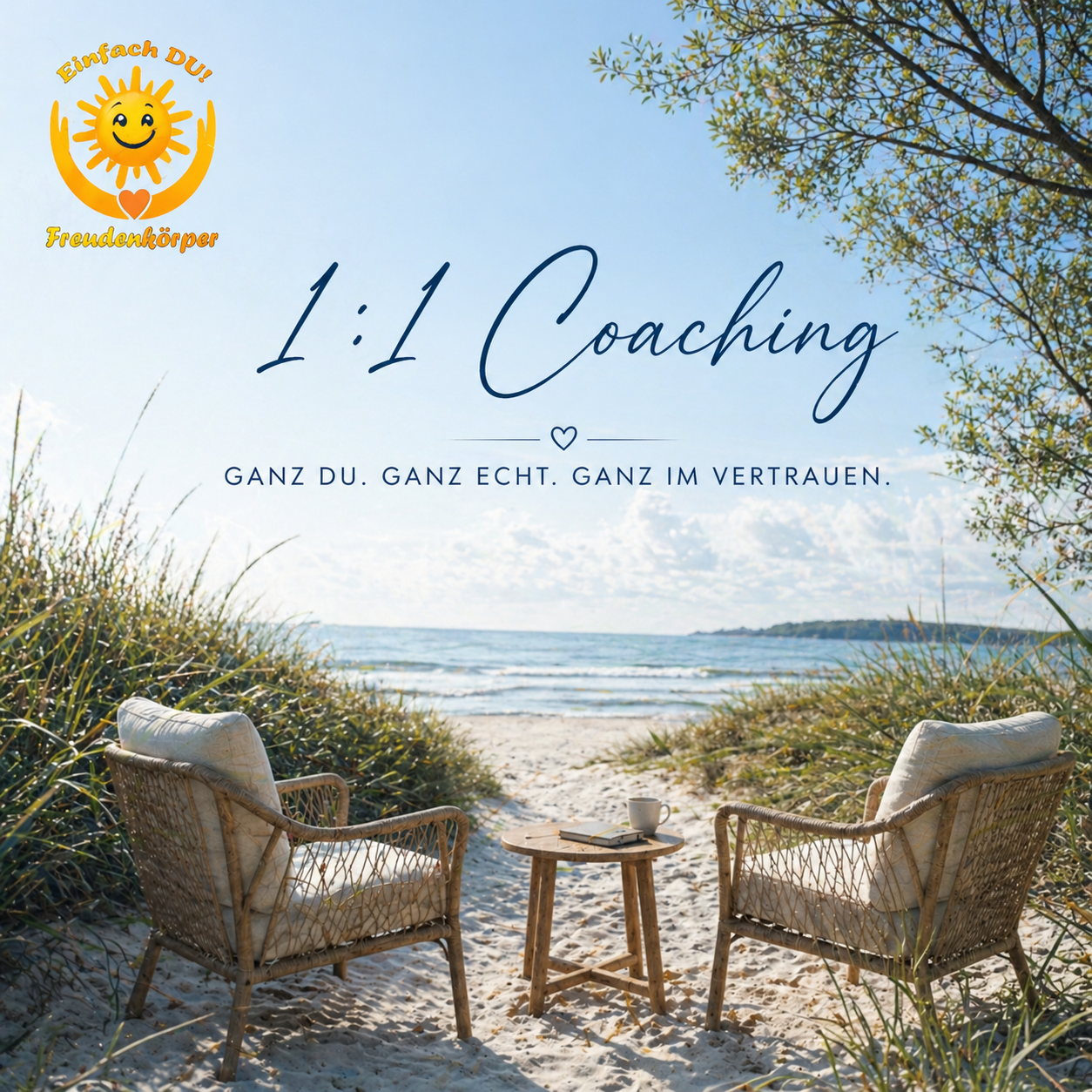 Entspanntes 1:1 Coaching. Hier am Strand